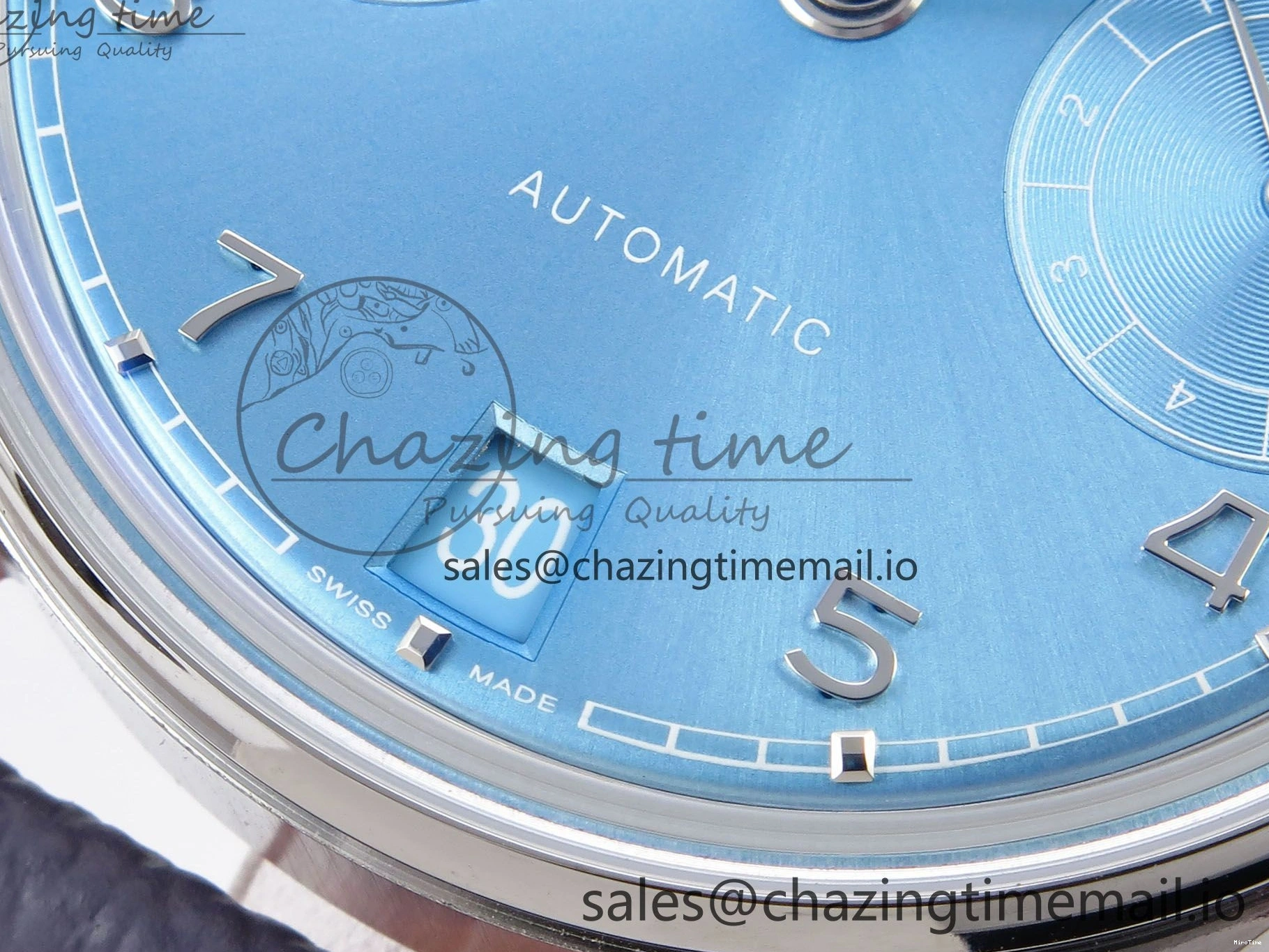 MIROTIME 0502 Lightweight Portugieser Automatic SS IW501708 APSF 1:1 Best Edition Light Blue Dial on Gray Leather Strap A 7012